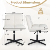 Office Armless Chair Cross Legged with Imitation Lamb Fleece and Adjustable Height-Beige - Image 5