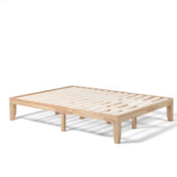 Queen Size 14 Inch Wooden Bed Mattress Frame-Natural - Image 4