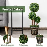 30 Inch Artificial Topiary Triple Ball Tree Indoor and Outdoor UV Protection - Image 3