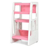 Kids Kitchen Step Stool with Double Safety Rails -Pink - Image 3