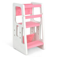 Kids Kitchen Step Stool with Double Safety Rails -Pink - Image 2