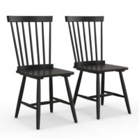 Set of 2 Windsor Dining Chairs with High Spindle Back-Black - Image 3