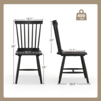 Set of 2 Windsor Dining Chairs with High Spindle Back-Black - Image 2