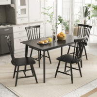 Set of 2 Windsor Dining Chairs with High Spindle Back-Black - Image 4