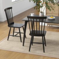 Set of 2 Windsor Dining Chairs with High Spindle Back-Black - Image 5