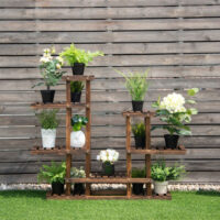 6 Tier Wooden Shelf Storage Plant Rack Stand - Image 4