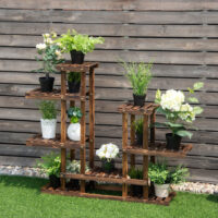 6 Tier Wooden Shelf Storage Plant Rack Stand - Image 3