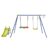 4-in-1 Heavy-Duty Metal Playset with Slide and Basketball Hoop - Image 3