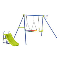 4-in-1 Heavy-Duty Metal Playset with Slide and Basketball Hoop - Image 2