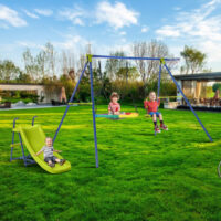 4-in-1 Heavy-Duty Metal Playset with Slide and Basketball Hoop - Image 4