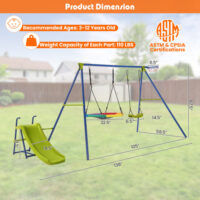 4-in-1 Heavy-Duty Metal Playset with Slide and Basketball Hoop - Image 6