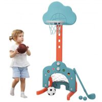 3-in-1 Kids Basketball Hoop Set with Balls-Green - Image 4