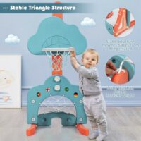 3-in-1 Kids Basketball Hoop Set with Balls-Green - Image 3