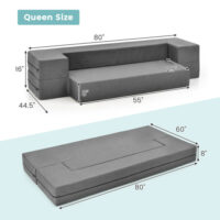 8 Inch Convertible Folding Sofa Bed with Washable Cover-Queen Size - Image 4