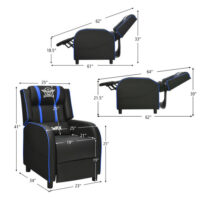 Massage Racing Gaming Single Recliner Chair-Blue - Image 6