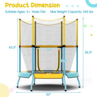 48" Toddler Trampoline with Safety Enclosure Net-Yellow - Image 6