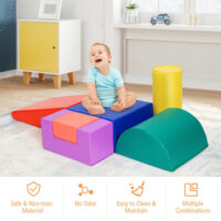 6 Piece Climb Crawl Play Set Indoor Kids  Toddler -Red - Image 4