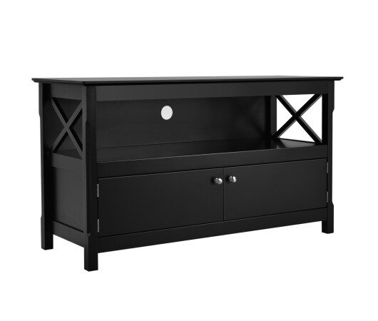 44 Inch Wooden Storage Cabinet TV Stand-Black