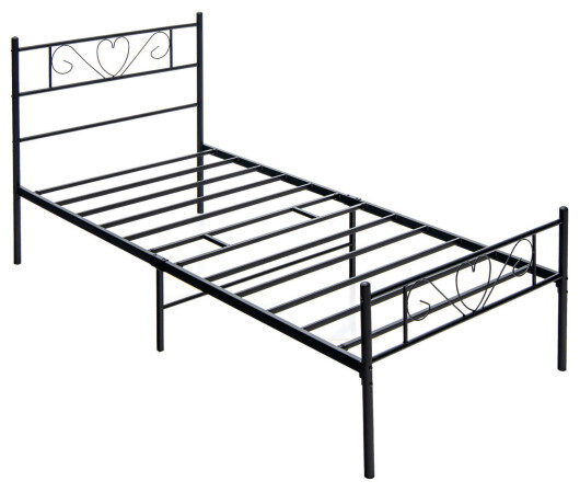 Twin XL Metal Bed Frame with Heart-shaped Headboard