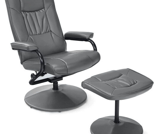 360 Swivel Recliner Chair with Ottoman-Gray