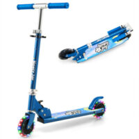 Folding Kick Scooter with 3 Adjustable Heights for Kids-Blue - Image 2