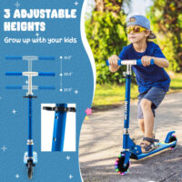 Folding Kick Scooter with 3 Adjustable Heights for Kids-Blue - Image 3