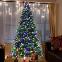 Pre-Lit Snowy Christmas Hinged Tree with Multi-Color Lights-9' - Image 5