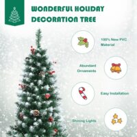 Pre-lit Artificial Pencil Christmas Tree with Pine Cones and Red Berries-7 ft - Image 6