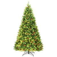 7.5 Feet Pre-lit Hinged Christmas Tree with 550 LED Lights and Sturdy Metal Stand - Image 2