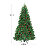 7.5 Feet Pre-lit Hinged Christmas Tree with 550 LED Lights and Sturdy Metal Stand - Image 4