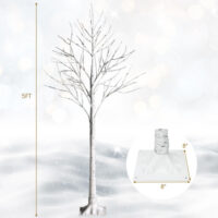 5 Feet Pre-lit White Twig Birch Tree with 72 LED Lights for Christmas - Image 3