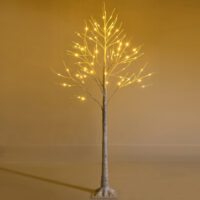 5 Feet Pre-lit White Twig Birch Tree with 72 LED Lights for Christmas - Image 4