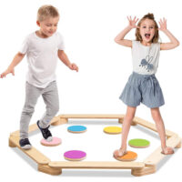 12-Piece Kids Wooden Balance Beam with Colorful Steeping Stones - Image 4