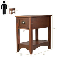 Set of 2 Contemporary Side End Table with Drawer-Walnut - Image 2