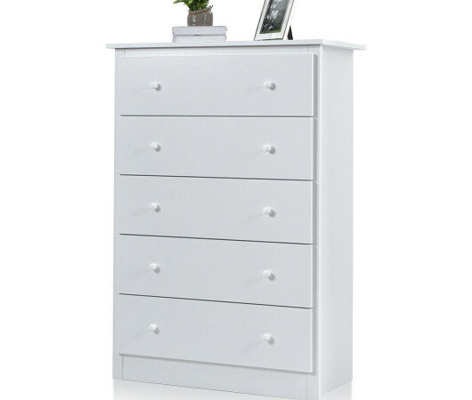 Functional Storage Organized Dresser with 5 Drawer-White