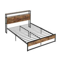 Full-Queen Bed Frame with 2-Tier Storage Headboard and Charging Station-Full Size - Image 4