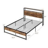 Full-Queen Bed Frame with 2-Tier Storage Headboard and Charging Station-Full Size - Image 2